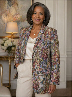 Implements Multicolor Floral Tapestry Blazer Women’s Plus Size 1X